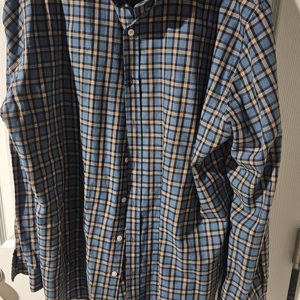 Croft & Barrow Blue and Tan Checkered Shirt